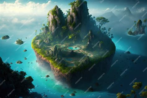 Premium Ai Image A Beautiful Mysterious Island Hidden From The World