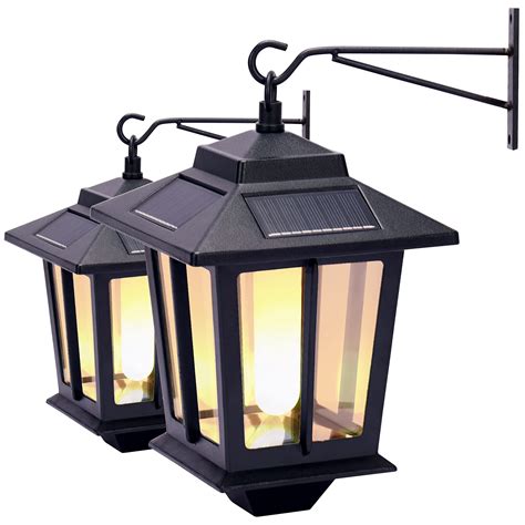 Buy Metal Solar Lantern Flickering Flame Led Lights Aluminum Hanging