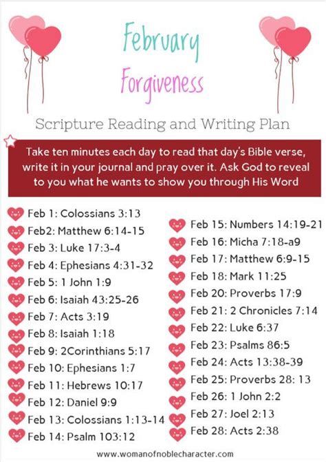 February Scripture Reading And Writing Plan With The Focus On