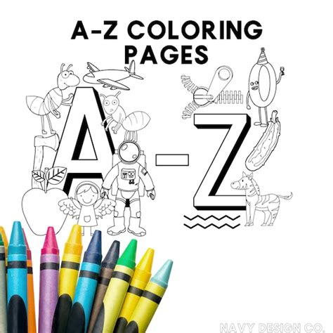A Z Alphabet Kids Coloring Pages Instant Download Kids Etsy