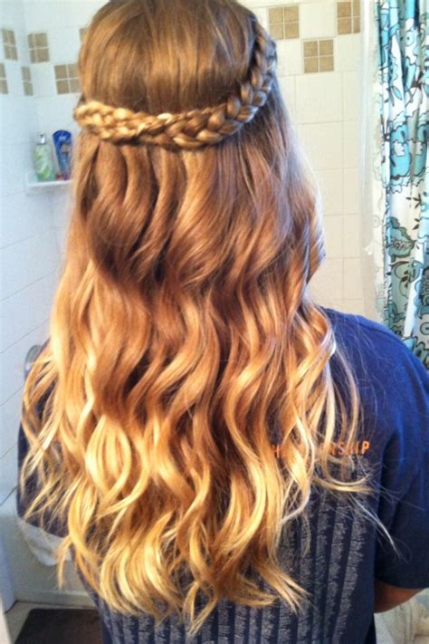 It is a gorgeous hair idea that will be perfect for the summer because of the shells and the bob style is easier to manage on hot days. Curled with braided crown. | Braided hairstyles, Hair ...