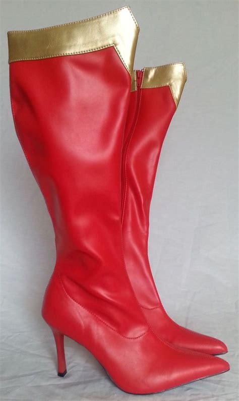 Wonder Woman Size 8 Costume Boots Side Zip Knee High Cosplay Superhero
