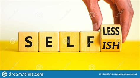 Selfish Or Selfless Symbol Businessman Turns Cubes And Changes The