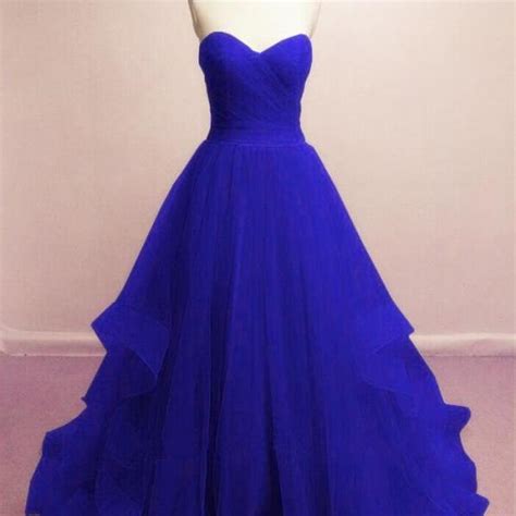 Gorgeous Royal Blue Sweetheart Tull Gowns Blue Prom Dresses 2018