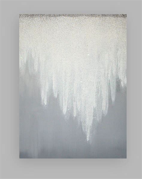 Glitter Art Large Painting White Original Abstract Acrylic Etsy Cool