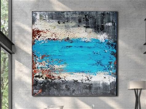 Blue Abstract Painting Xlarge Canvas Art Original Art Etsy Blue