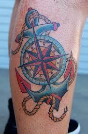 120 best compass tattoos for men. Anchor and Wheel Tattoo 35 | Traditional compass tattoo ...