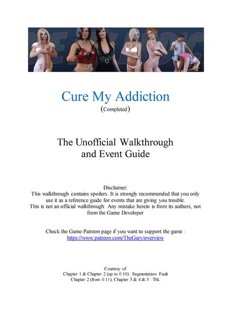 Cure My Addiction Walkthrough Cure My Addiction Completed The Unofficial Walkthrough And