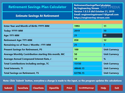 Download Retirement Savings Plan Calculator