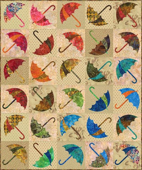 Dancing Umbrella Quilt Pattern Appliqué Quilts Mini Quilts Scrap Quilts Patchwork Quilts