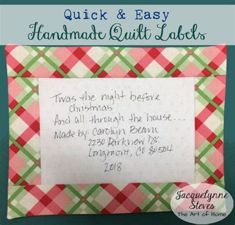 Quick And Easy Handmade Quilt Labels Jacquelynne Steves Quilt Labels