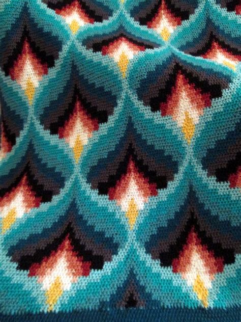Bargello Embers Hand Crochet Afghan Blanket Etsy