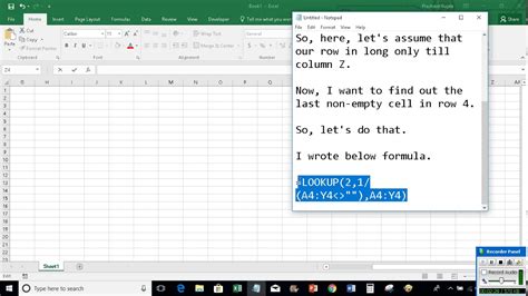 Excel Find Last Non Empty Cell In A Row Youtube