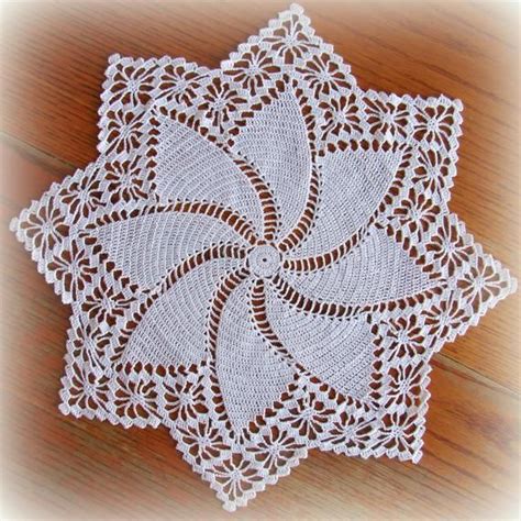 White Crochet Doily Diamond Pinwheel Doily 21 Crochet Doilies