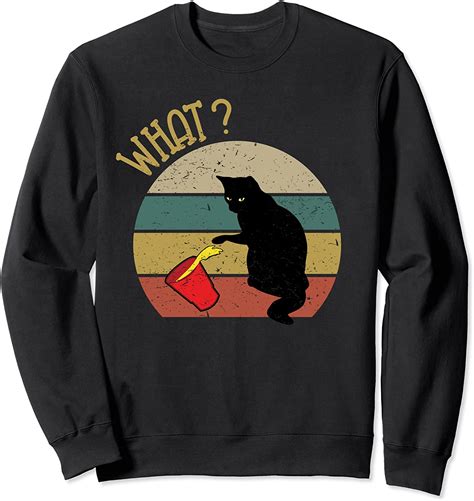 Funny Cat Cat What Humorous Black Cat Vintage Sweatshirt