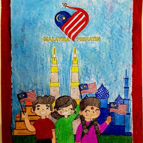 Lukisan Poster Kemerdekaan Malaysia Prihatin Hari Kemerdekaan