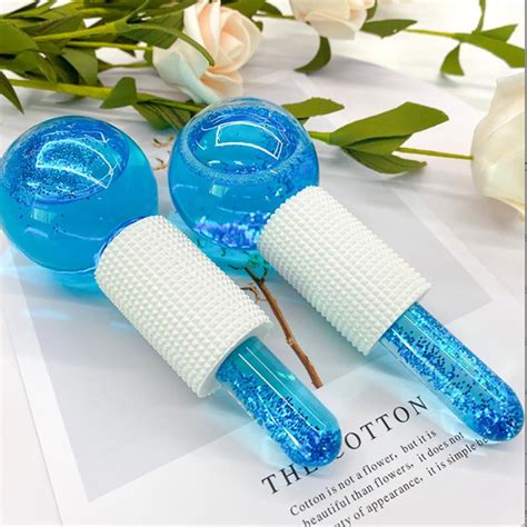 Buy 2pcs Ice Roller Globes Facial Roller Cold Skin Massagers Crystal Glass Ball For Redness