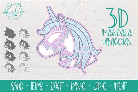 Free instant download of layered mandala alphabet letters with pretty floral elements. 3D Layered Mandala, Unicorn Mandala, Unicorn SVG, Cut File ...