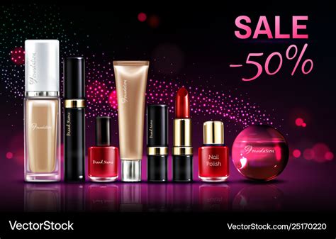 Cosmetics Beauty Products For Make Up Sale Banner Vector Image