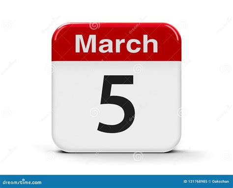 5th March Calendar Stock Illustration Illustration Of Render 131768985