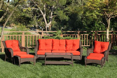 Today, the outdoor space is an extension of our home and includes sophisticated appliances and comfortable, modern patio furniture. Set of 6 Espresso Resin Wicker Outdoor Patio Furniture Set With Red Cushion - Walmart.com ...