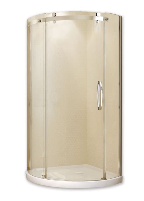 Olympia Corner Fit 36 Inch X 36 Inch X 77 1 2 Inch Round Shower Stall With Right Hand Tempered