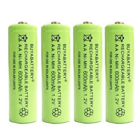 Rechargeable Aa Solar Light Batteries 12v 600mah Nimh Pack Of 4