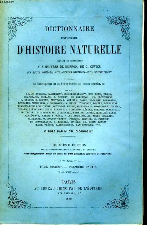 Dictionnaire Universel Dhistoire Naturelle Tome X 1ère Partie Or