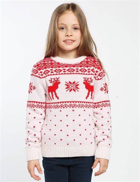 Детский свитер с оленем бело-красного цвета | Рождественские свитера, Детский свитер, Свитер