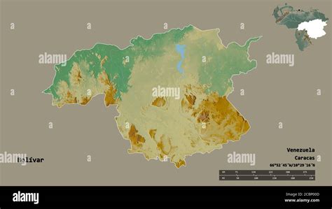 Shape Of Bolívar State Of Venezuela With Its Capital Isolated On