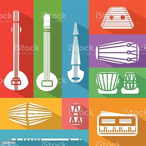 Flat Indian Instruments Stock Illustration Download Image Now