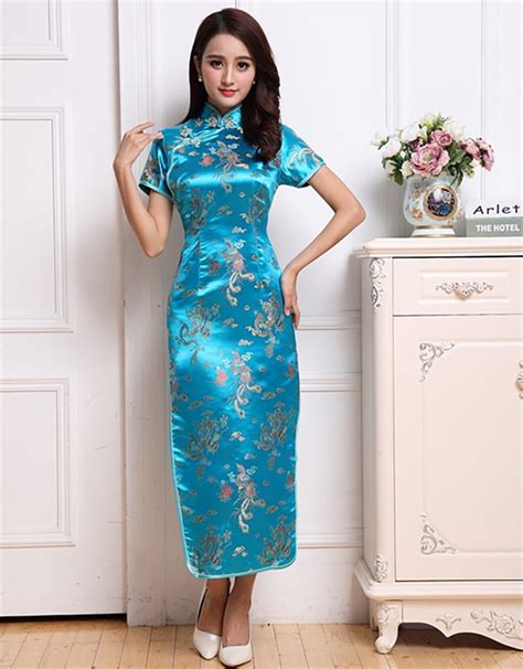 On Sale High Fashion Sexy Female Slim Above Ankle Cheongsam Chinese Novelty Style Mandarin