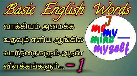 English Basic Words 1with Tamil Meaningsfor English Grammar