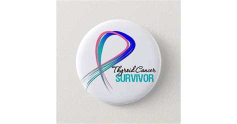 grunge ribbon thyroid cancer survivor button zazzle