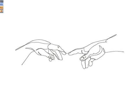 Michelangelo Adam And God Hands Silhouette One Line Linear Etsy