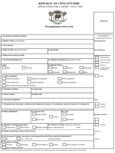 Apply for your indian visa by filling in the online visa form here. India Cote D'ivoire Short-Stay Visa Application Form ...