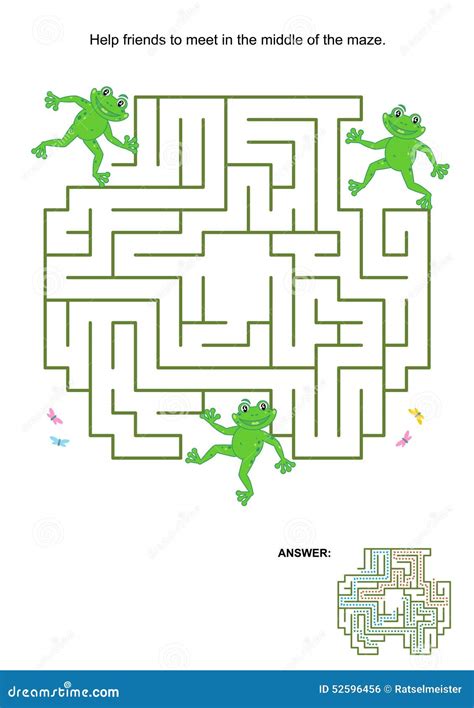 Maze Game For Kids Frogs Vector Illustration