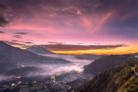 Nature Landscape Mist City Sunrise Valley Mountain Sky Clouds