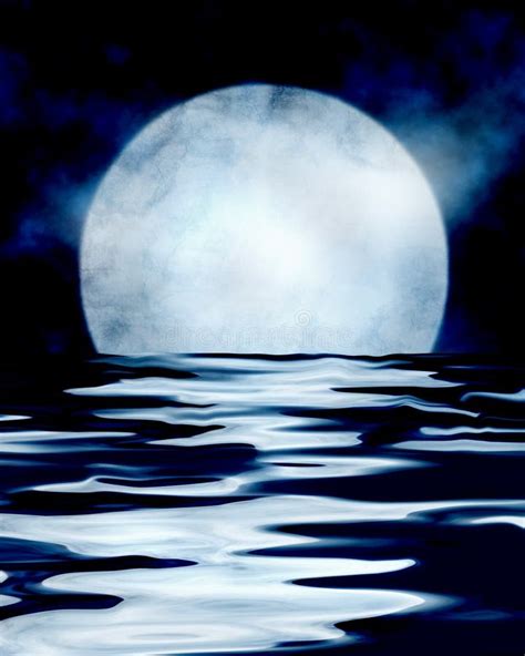 Full Moon Reflecting On Sea Stock Illustration Illustration Of Lake