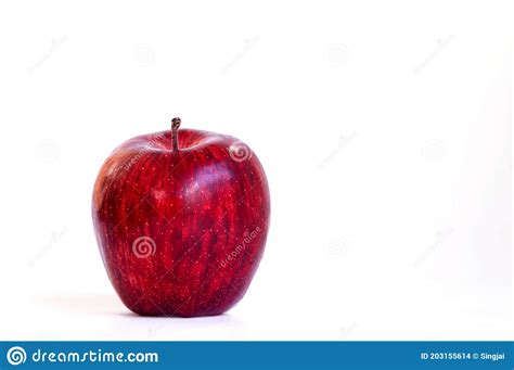 One Red Apple On A White Background Ripe Red Apples Are Isolated On A