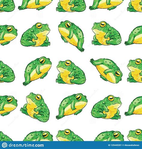 Frog Vector Pattern Seamless Pattern Handdrawn With Pencil Stock