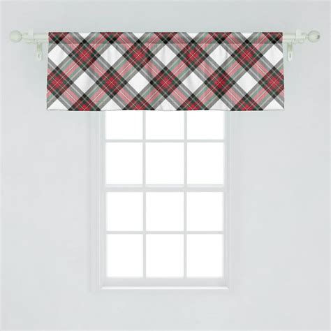 Tartan Window Valance Traditional Plaid With Diagonal Lines And