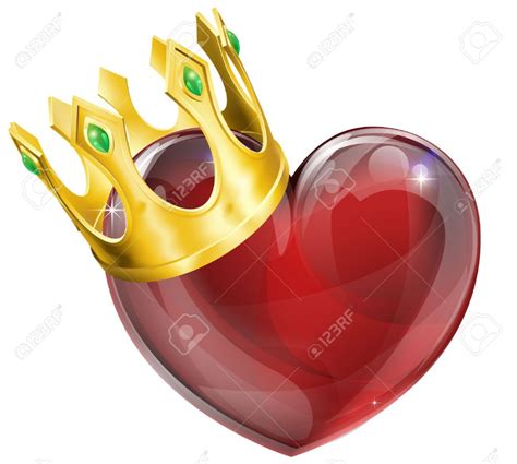 Illustration Of A Heart Symbol Wearing A Crown King Of Hearts Concept