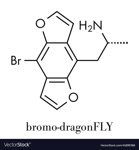 Bromo Dragonfly Hallucinogenic Drug Molecule Vector Image