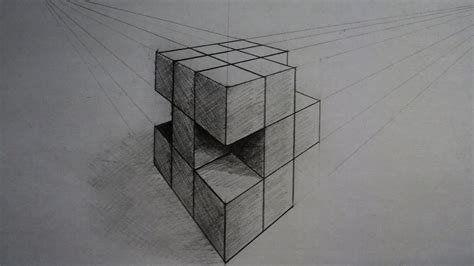 How To Draw Rubic Cube With Missing Piece 2 Point Perspective Youtube