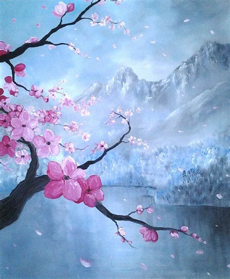 Japanese Sakura Beautiful Abstract Art Original Oil Painting Spring