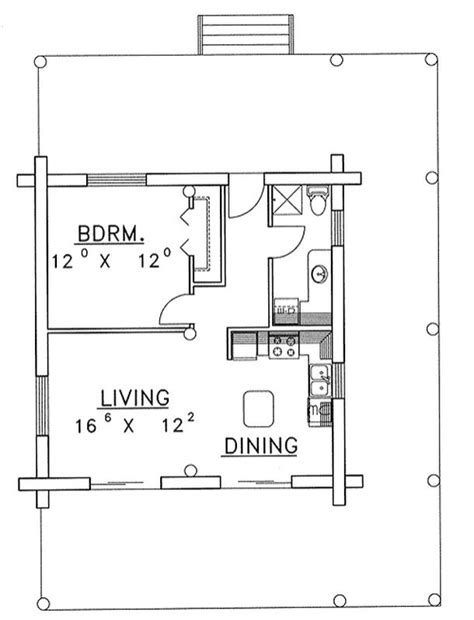 plan wgh  bedroom  bath log cabin plan