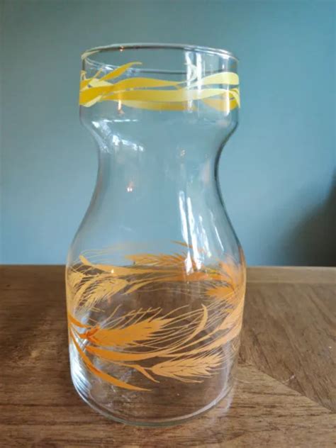 Vintage Mid Century Libbey Golden Wheat Glass Juice Carafe Pitcher Decanter Vase 18 00 Picclick