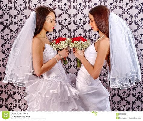 Wedding Lesbians Girl In Bridal Dress Stock Photo Image 53143041