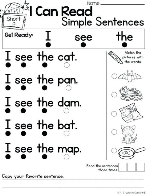 Copy Sentences Worksheets For Kindergarten Math Worksheets Free